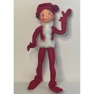 Vintage Annalee 14" Red Christmas Elf Posable Shelf Sitter Mischievous 2003